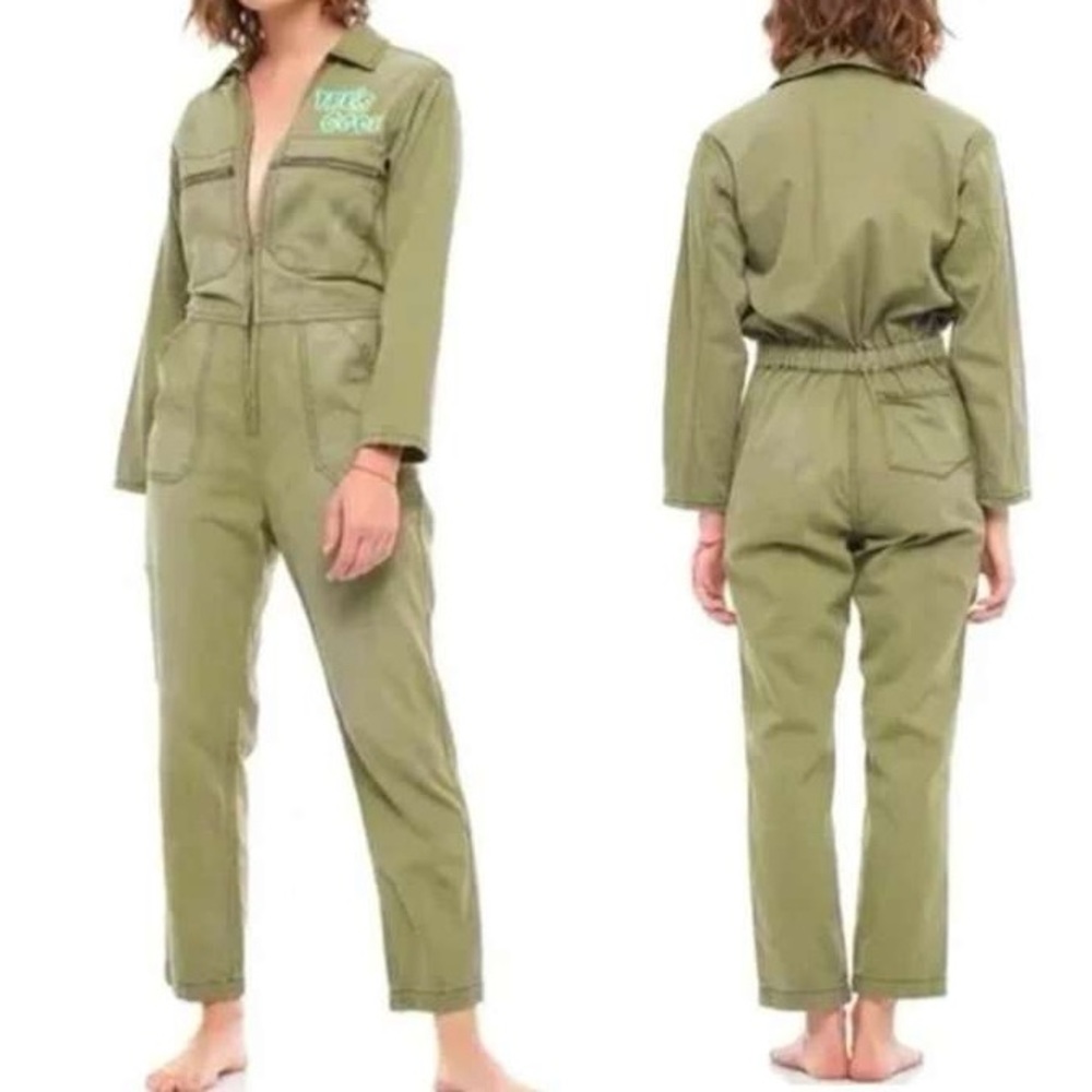 🆕NWT Free People x Sandrine Rose Très Cool Army Green Jumpsuit Size S